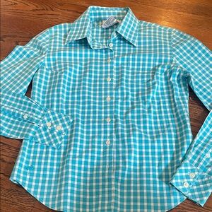 Lilly Pulitzer Blue and white Checkered button down Shirt sz 6 like new